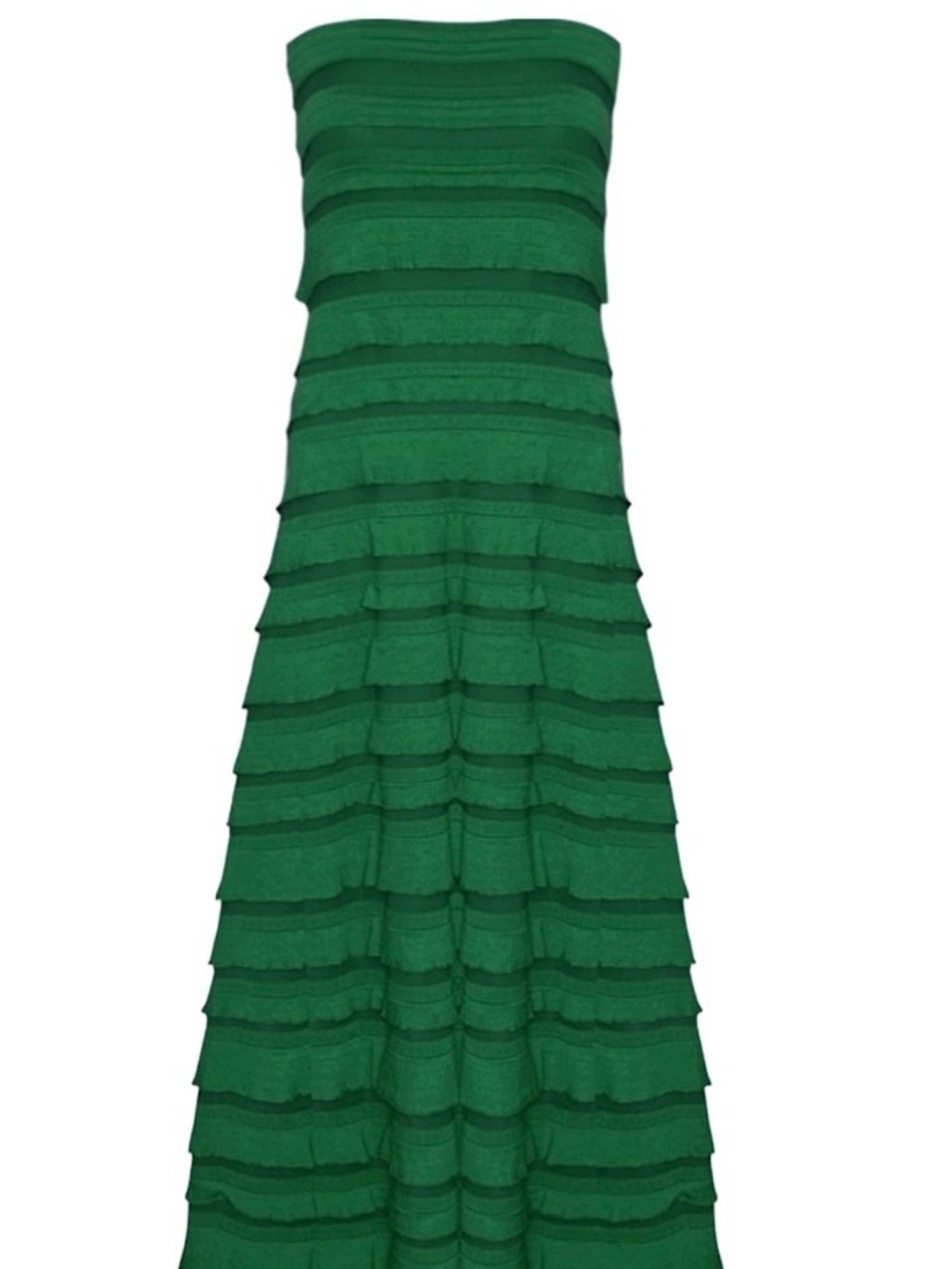Wolf & Badger Maddison Strapless Tiered Maxi Dress in Emerald Green Size Large - Picture 2 of 3